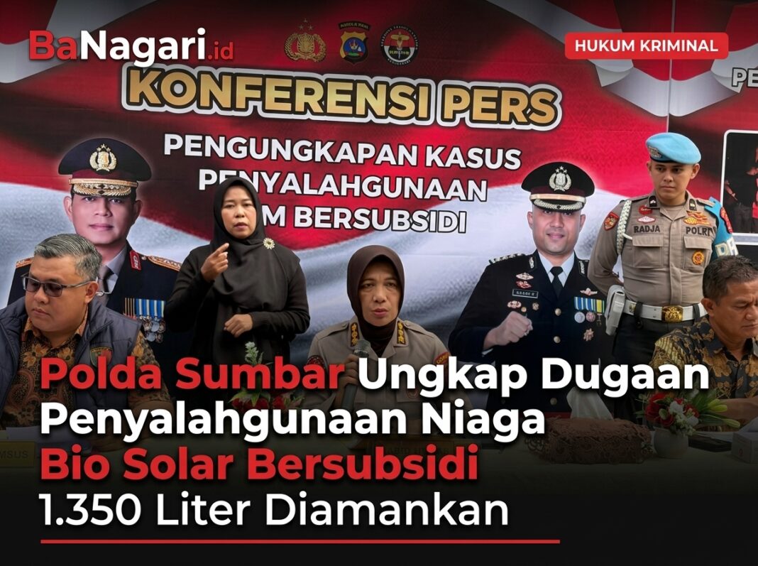 Polda Sumbar Ungkap Dugaan Penyalahgunaan Niaga Bio Solar Bersubsidi, 1.350 Liter Diamankan