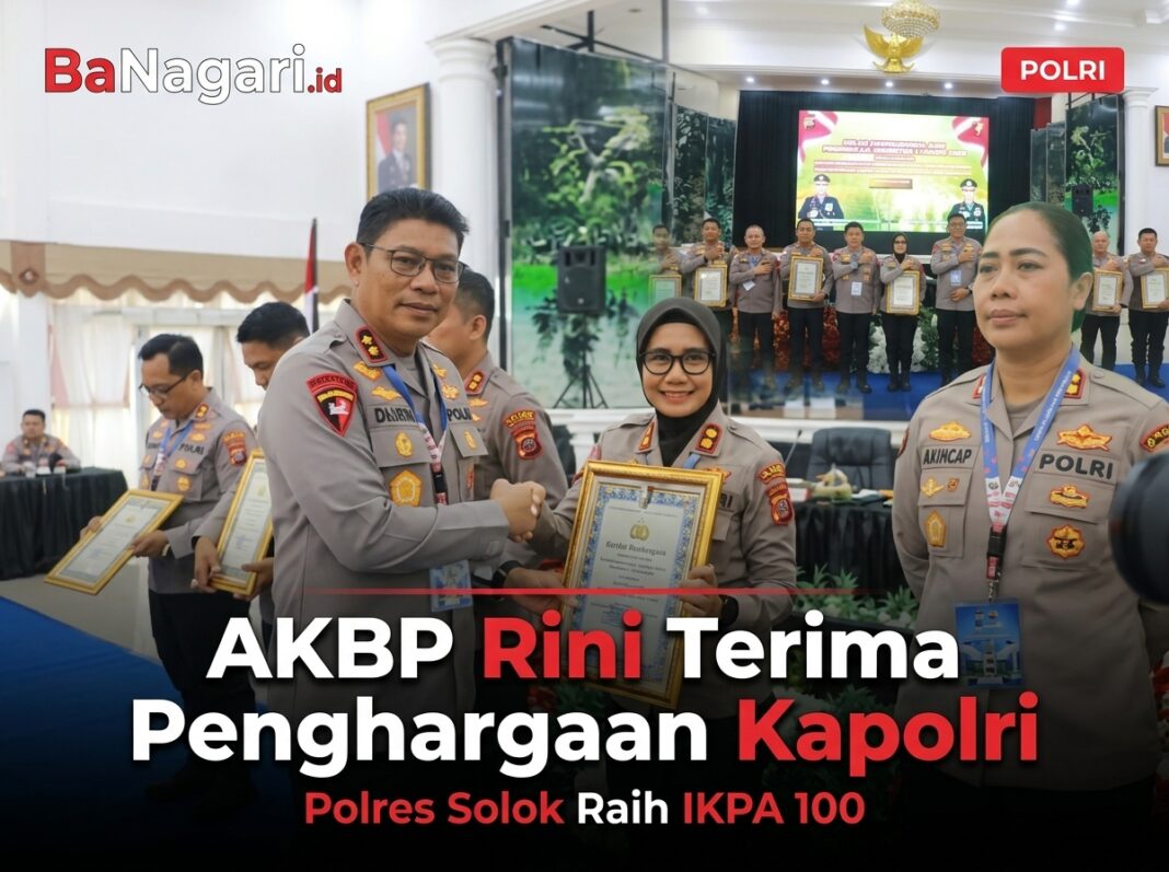 AKBP Rini Terima Penghargaan Kapolri, Polres Solok Raih IKPA 100