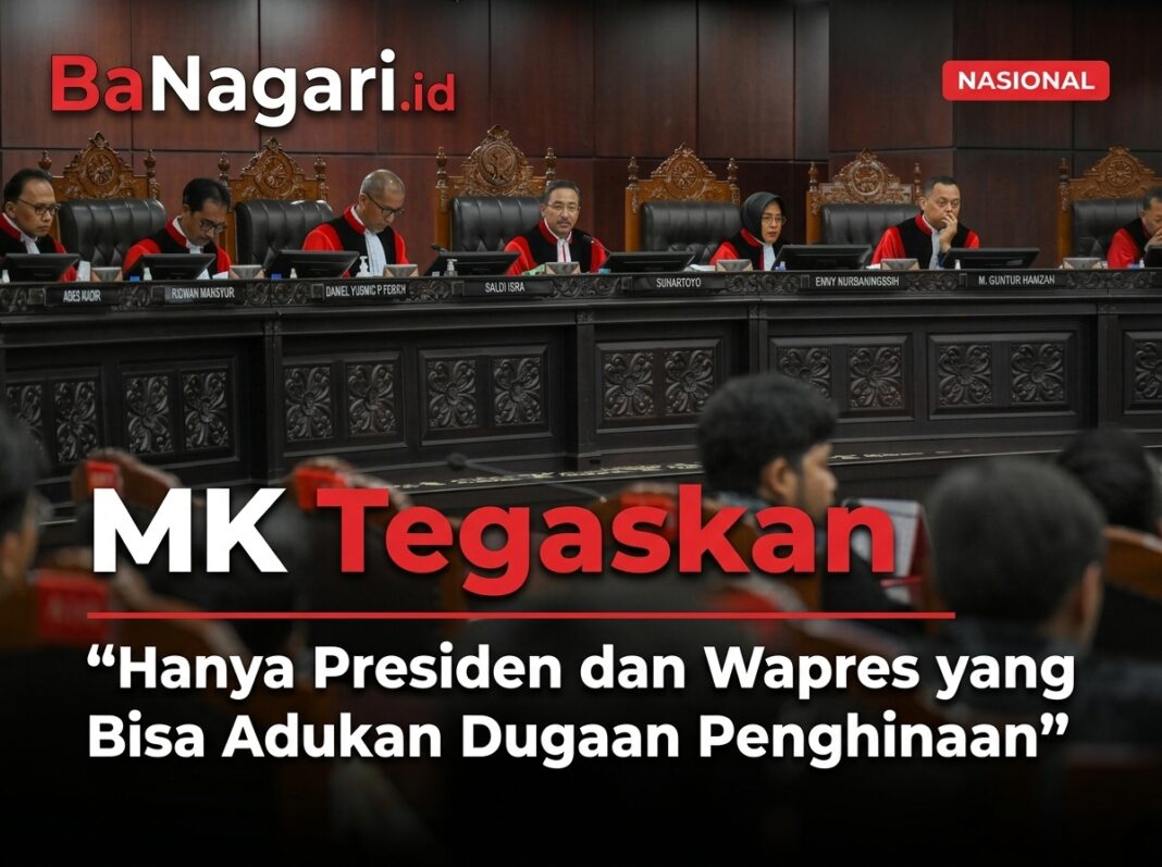 Mahkamah Konstitusi menegaskan hanya Presiden dan Wakil Presiden yang dapat mengadukan dugaan penghinaan