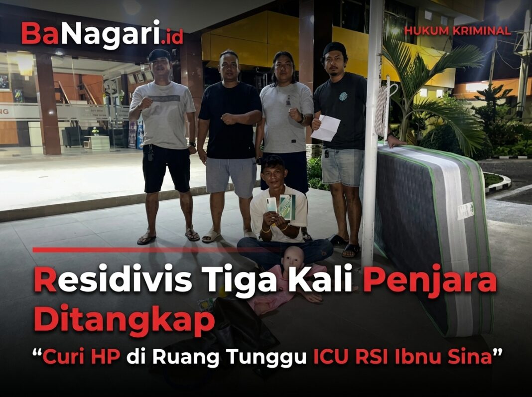 Tim Klewang Polresta Padang menangkap residivis kasus pencurian HP di RSI Ibnu Sina