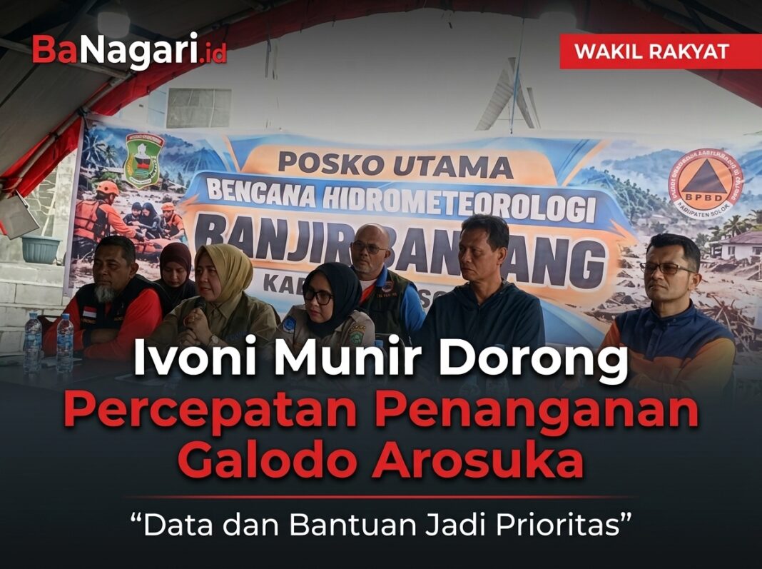 Ivoni Munir dalam rapat penanganan galodo Arosuka Kabupaten Solok