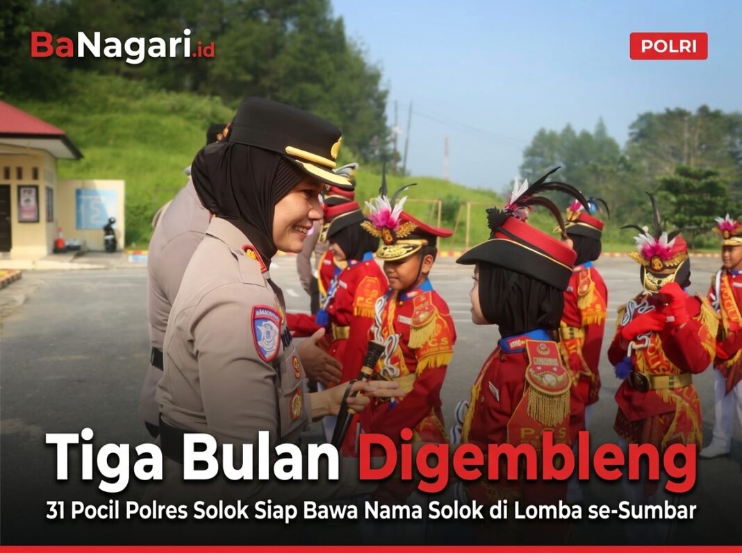 Pocil Polres Solok menjalani pengecekan persiapan lomba Polisi Cilik se-Sumbar